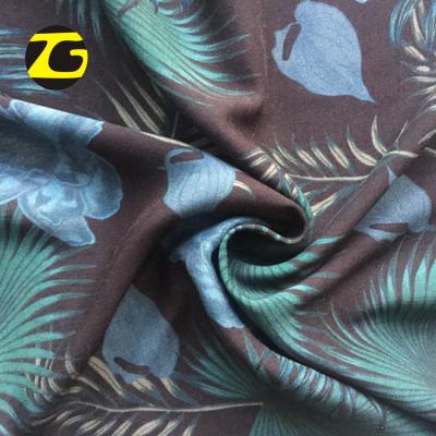 China Breathable Tropical Leaves Print Plain Weave 100% Rayon Fabric For Beachwear for sale