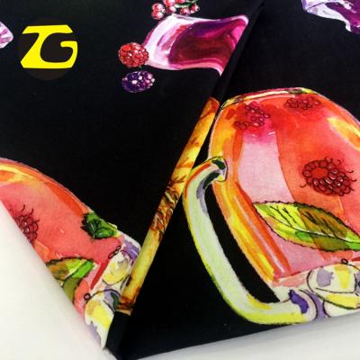 China Breathable Custom Beverage Digital Print Cotton Poplin Fabric For Skirt for sale