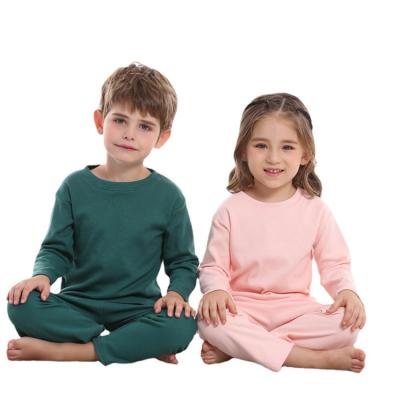 China New Arrival Spring Autumn Breathable Kids Pajamas Set Girls Solid Cotton Sleepwear Kids Long Sleeve Top+Pants Custom Pajamas for sale