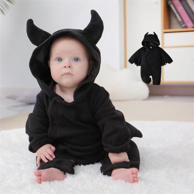 China 2022 Halloween Winter Baby Romper Kids Cotton Long Sleeve Newborn Baby Romper Warm Black Jumpsuit Overalls Fashion Clothes for sale