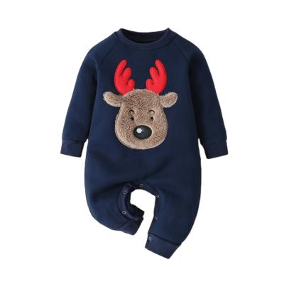 China Wholesale New Fashion Christmas Winter Baby Romper Christmas Elk Velvet Kids Clothing Long Sleeve Jumpsuit Rompers for sale