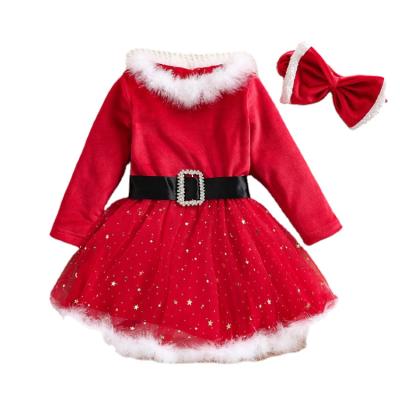 China Winter Girls Kids Princess Dresses Christmas Party Warm Sleeve Washable Long Wedding Princess Dress Wholesale Kid Clothing for sale