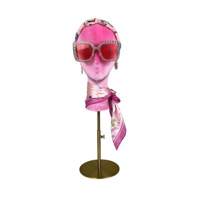 China JELIMATE Other Adjustable Head Mannequin Rose Red Color Female Mannequin For Wig Cap Glasses With Base 33cm for sale