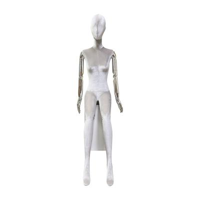 China Other JELIMATE Gray Female Full Body Mannequin With Chrome Arms For Wedding Dress Luxury Display Mannequin Sitting Torso for sale