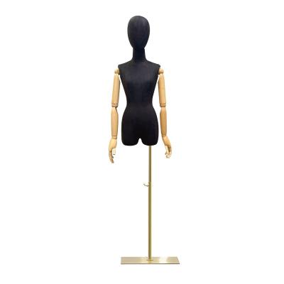 China Other JELIMATE Female Half Body Display Dress Form Adjustable, Suede Cloth Mannequin Torso, Women Dress Mannequin Clothing Display Rack for sale