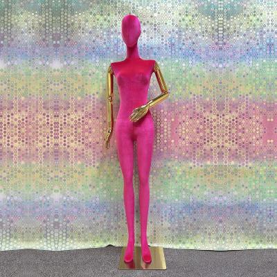 China JELIMATE Rose Red Velvet Display Mannequin Other Female Torso For Sale Luxury Clothing Display Full Body Dress Form Fiberglass for sale