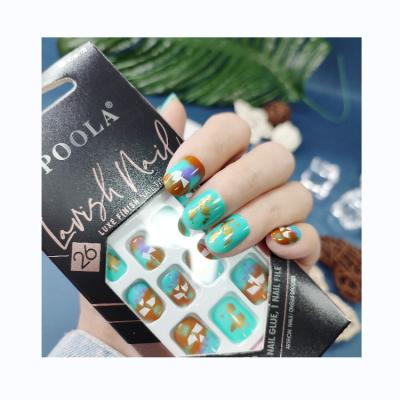 China New Arrival Design Private Label Fake Nails Short Square Shape Full Cover Acrylic Artificial Nails Press On Nails for sale