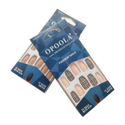 China High Quality Design Fake Nails With Design Press On Marble Coffin Nail Tips Acrylic Artificial Nails For Salons And Nail Art for sale