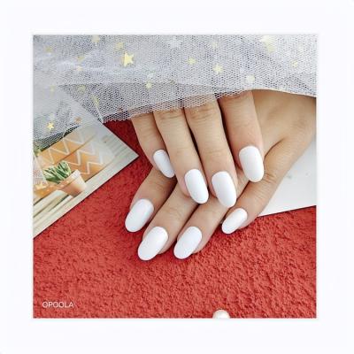 China New Design Style Natural Color Almond Forms Press On Nail Tips Acrylic Artificial Nails For Women With Glue for sale