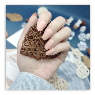 China Hot Selling Design Fake Nails Gel Colored Soft Almond Full Cover Acrylic Artificial Nails Press On Nails for sale