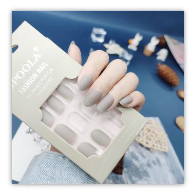 China Design New Arrival False Nails Full Cover Gel Soft Almond Colored Acrylic Artificial Nails Press On Nail Tips For Girl for sale