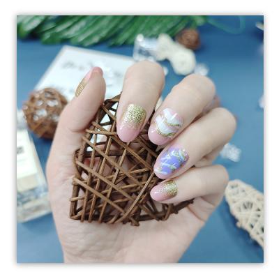 China 24 PCS Design Stick On Mix Design False Art Manicure Short Square Shape Designer Artificial Nail Press On Nails Tips for sale