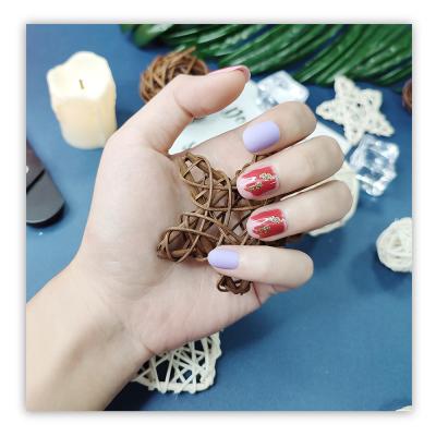 China 24 PCS Design Stick On False Art Manicure Short Square Shape Designer Mix Included Design Artificial Nails Press On Nails Tips for sale