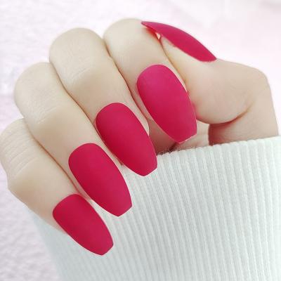 China Hot-selling Durable 24 Pcs Glue False Matte Coffin Shape Press Manicure Nails Artificial Tips Included On Nails for sale