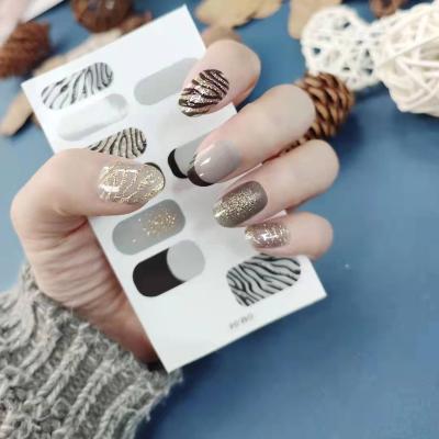 China Non-Toxic Waterproof+Eco-friendly Private Label Nail Art Decal Stickers Adhesive Manicure Decals Press On Nails Sticker for sale