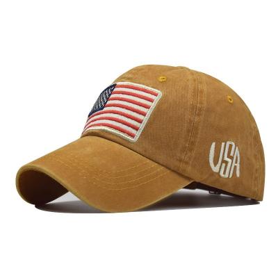 China COMMON Wholesale American flag logo washcloth Cotton Unstructured US Baseball Cap Sports Hats for sale