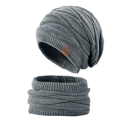 China COMMON Thick Warm Skullies Beanies Caps Winter Knitted Scarf Hat Set For Women Solid Outdoor Snow Riding Ski Bonnet Caps Girl for sale