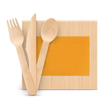 China Factory Direct Selling Sustainable Fruit Cake Party Disposable Tableware Set Bamboo Fork Knife And Spoon for sale