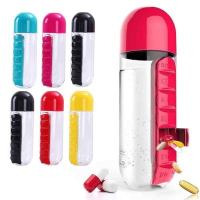 China Cutie viable dotey hot sale cheap custom made water bottle with pill box for sale