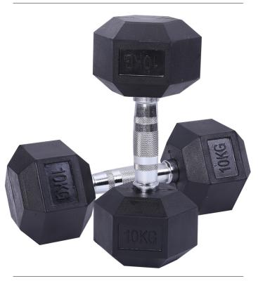 China Fitness Workout Dumbbells Eco-friendly Cast Iron Coated Dumbbell Rubber Covered Gym Hexagon Exercise Lifting Weights Equipment Home Tools for sale