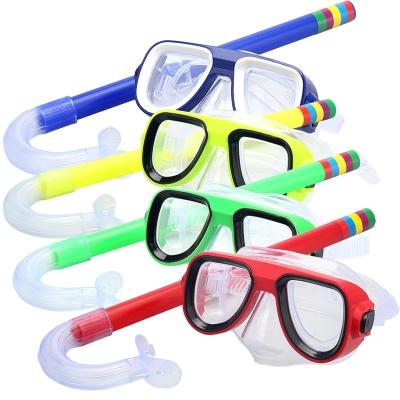 China Snorkeling Total Dry Glass Color Scuba Diving Glas PVC 4 Lens Snorkel and Mask Swimming Goggles Mask New Silicone Kid Children for sale