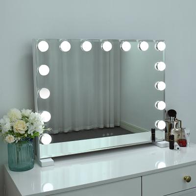 China Hot Selling Large Hollywood Style Frameless Frameless Lighted Dimmable Makeup Vanity Vanity Hollywood Mirror Desk Tables for sale