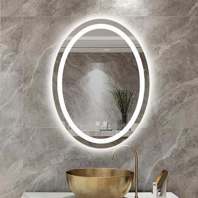 China Custom Modern Hotel Bathroom Illuminated Backlit Illuminated Oval Mirror With Led Light for sale