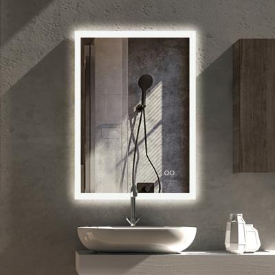 China Bright Modern Rectangle Led Smart Touch Screen Lighted Bathroom Wall Mounted Cosmetic Mirror for sale