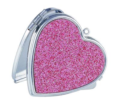 China Magnifying Ladies Pocket Mirror For Purse Stylish Small Collectible Compact Mirrors Perfect For Travel Heart Shape for sale