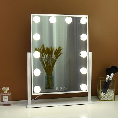 China Hollywood custom frameless desktop vanity table lighted cosmetic mirror with led makeup mirror bulb light for sale