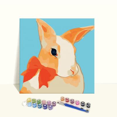 China Eco-Friendly And Not Fade 20x20cm Kids Rabbit To Customize Colorful Canvas Diy Paint By Number For Kids for sale