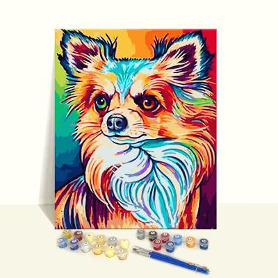 China Eco-Friendly And Not Fade Wholesale Custom Hand Painted Colorful Abstract Dog DIY Painting By Numbers Animal for sale