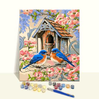 China Eco-Friendly And Not Fade Modern Acrylic Painting Custom DIY Acrylic Painting Oil Frame By Number Birds For Adults for sale