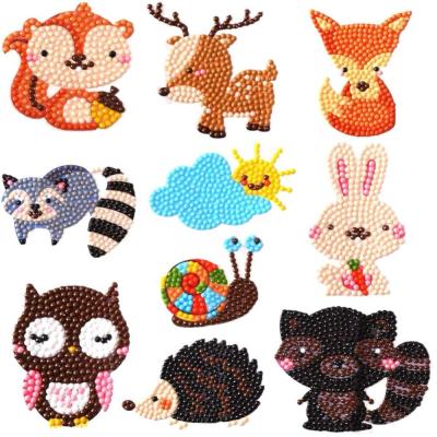 China Cartoon Environmentally Friendly Diamond Painting Animal Stickers 5D DIY Diamond Stickers For Children for sale