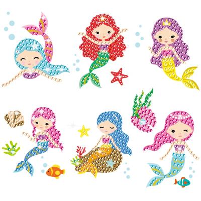 China Shiny Rhinestone Crystal Diamond Painting Environmentally Friendly Beautiful Mermaid Bling Sticker For Girls for sale