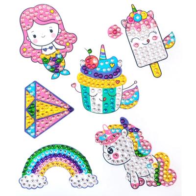 China Cute Kids Environmentally Friendly Art Diamond Cartoon Unicorn Round Drills 3D Kids Stickers for sale