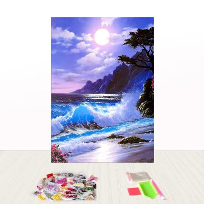 China Full Layout Diamond Painting Beach Beads Round Diy Modern Decorative Natural Landscape Of Beautiful for sale