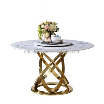 China Modern Furniture Gold Dining Stainless Steel Legs With Marble Top Indoor Dining Table For Dining Room GD-TB002@1 for sale