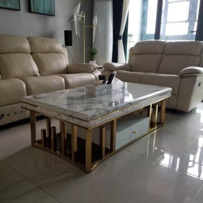 China Modern coffee table leisure coffee table and gold marble steel for living room coffee table for sale