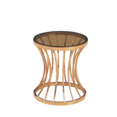 China European antique European simple round side table stainless steel gold color glass top coffee table for home hotel for sale