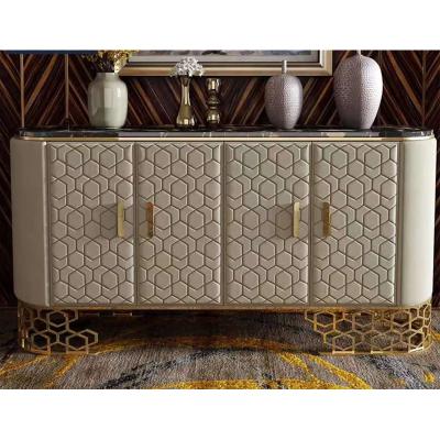 China Morden New Design European Antique Style MDF Drawers Console Table With Marble Top For Home Furniture for sale