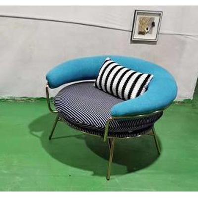 China Cheap price easy installation and stripe cushion sofa back stainless steel single legs blue single sofa for home hotel for sale