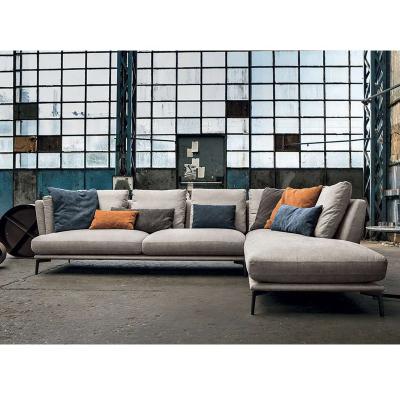 China Light Gray L Shape Sofa Steel Frame Easy Installation Good Quality Cheap Price Foshan Fabric Three Seaters for sale