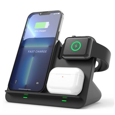 China Ture Wireless Stereo New Wireless Charger 3-in-1 Fast Wireless Charger New For Mobile Phone Watch Earphone Wireless Charger for sale