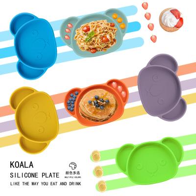 China Cute Silicone Grip Dish,  Baby Toddler Divided Suction Plate BPA Free, Microwave and Dishwasher Safe for sale