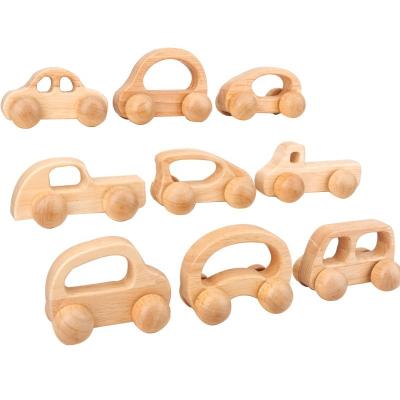 China Children's Toys Car Traffic Models Building Block Wood Log Colored Baby Exercise Arm Grip Comfort Puzzle Toy for sale