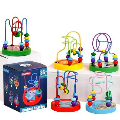 China Educational Toy Wooden Toys Circles Bead Wire Maze Roller Coaster Educational Wood Puzzles Boys Girls Kids Toy for sale