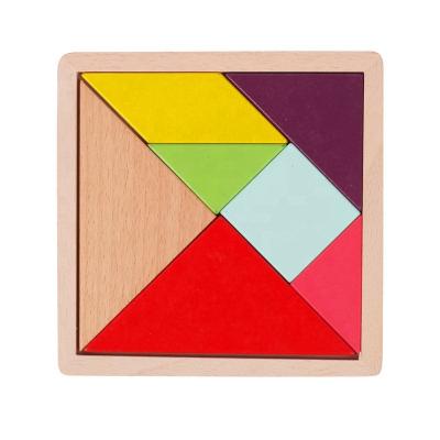 China Educational Toy Interesting Baby's Early Creative Shape Recognition Building Block Beech Wood Puzzle of Tangram Baby for sale