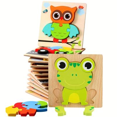 China Cartoon Toy Wooden 3D jigsaw puzzle toys for children early learning new combination puzzle wooden blocks for sale