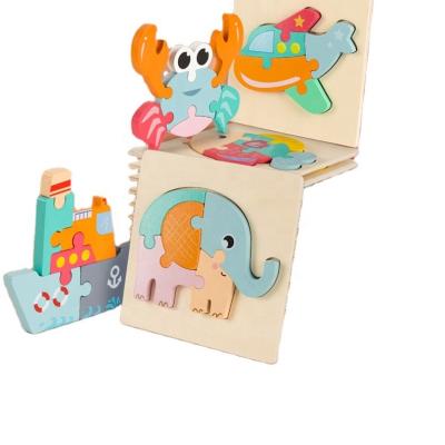 China 3D Wooden Children's Cartoon Animal Transport Puzzle Kindergarten Early Education Puzzle Toys Children's Toys for sale